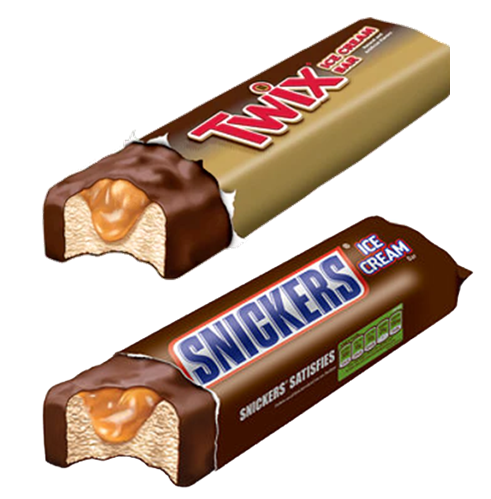 Snickers and Twix Ice Cream Bars